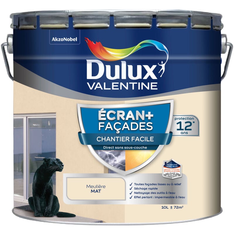 Dulux Valentine - Peinture Façade Ecran+ Chantier Facile - direct sans sous-couche - Mat Meulière 10 l