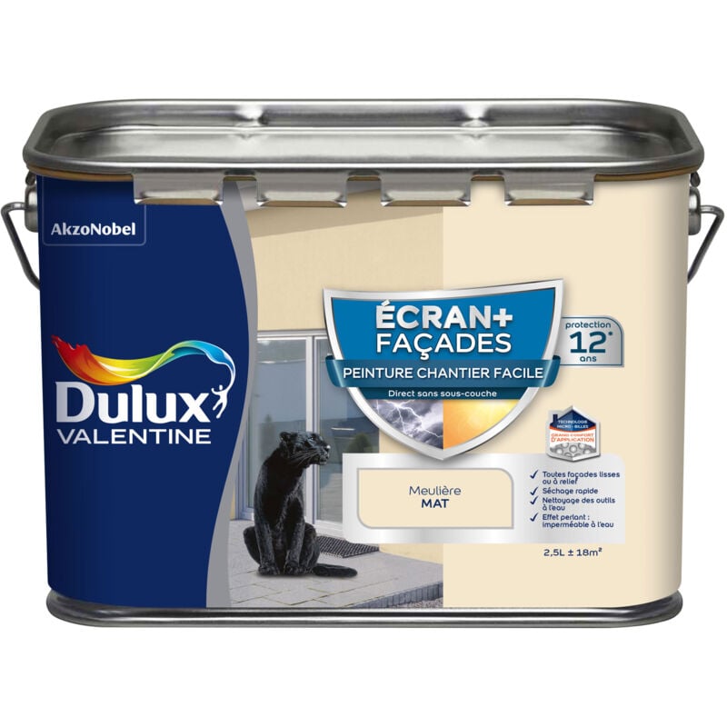 Peinture Façade Ecran+ Chantier Facile - direct sans sous-couche - Mat Meulière 2,5 l Dulux Valentine
