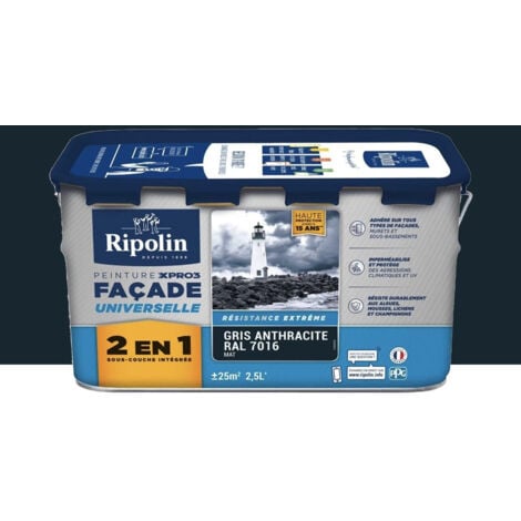 Peinture façade RIPOLIN XPro3 Universelle 2 en 1 Gris anthracite 2,5 L