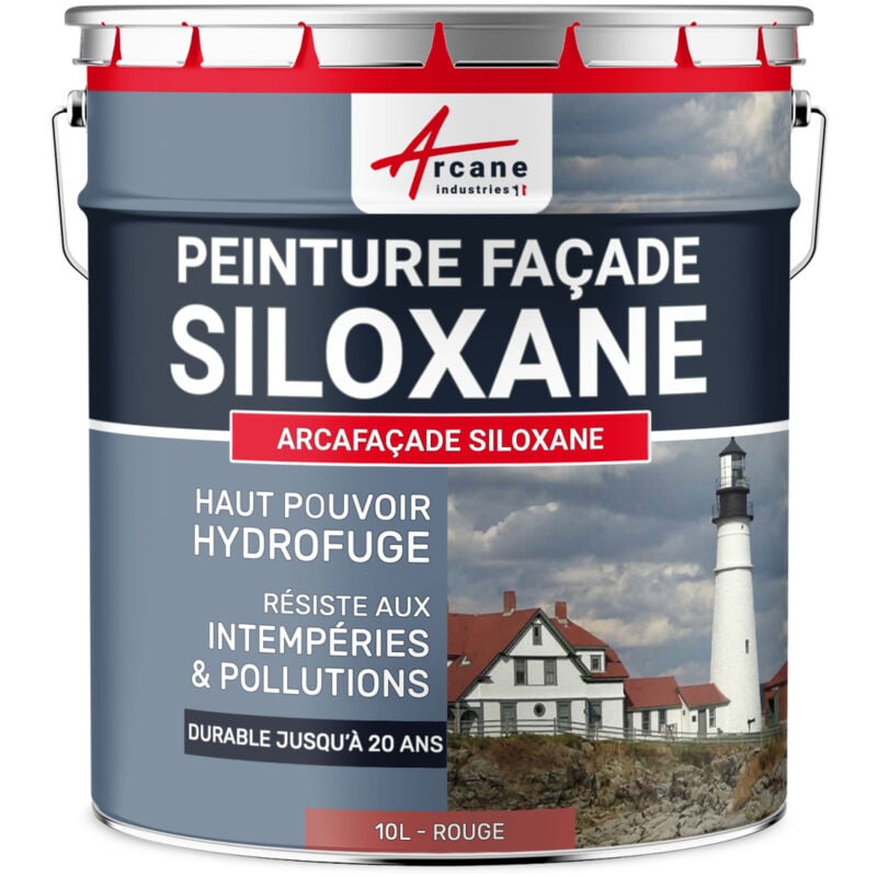 Arcane Industries - Peinture Facade Siloxane Hydrofuge - Durable jusqu'à 20 ans - Rénovation Façade, mur crépi - arcafacade siloxane - 10 l (+ ou