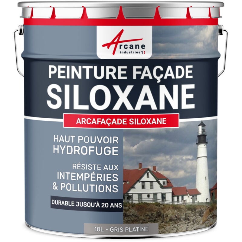 Arcane Industries - Peinture Facade Siloxane Hydrofuge - Durable jusqu'à 20 ans - Rénovation Façade, mur crépi - arcafacade siloxane - 10 l (+ ou
