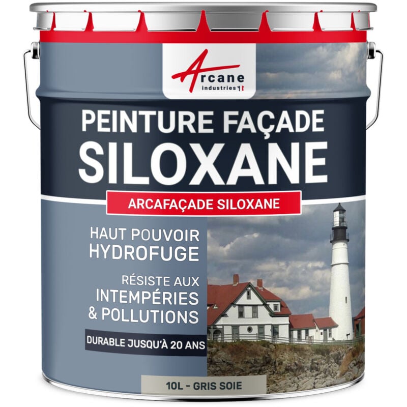 Peinture Facade Siloxane Hydrofuge - Durable jusqu'à 20 ans - Rénovation Façade, mur crépi - ARCAFACADE SILOXANE - 10 L (+ ou - 60 m² en 1 couche)