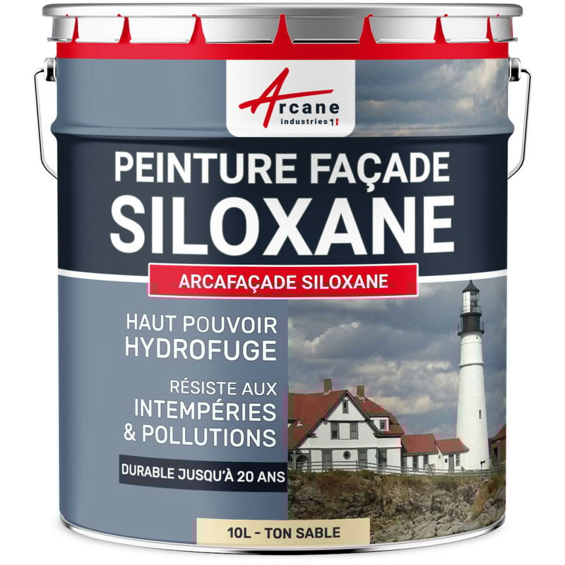 Arcane Industries - Peinture Facade Siloxane Hydrofuge - Durable jusqu'à 20 ans - Rénovation Façade, mur crépi - arcafacade siloxane - 10 l (+ ou
