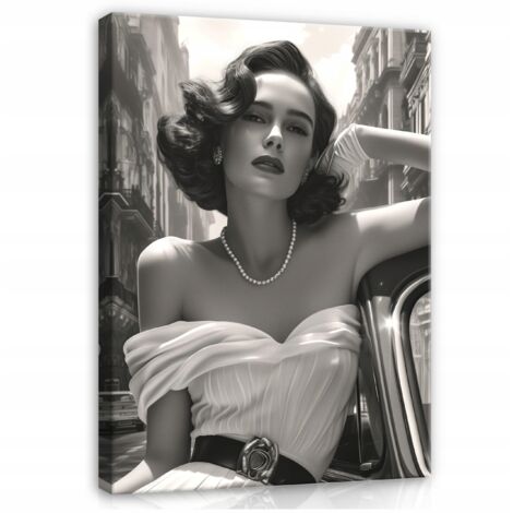Peinture femme noir et blanc sur toile Murale pour chambre salon 100x70