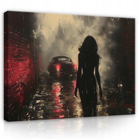 Peinture femme nue voiture sur toile mur chambre salon 100x70