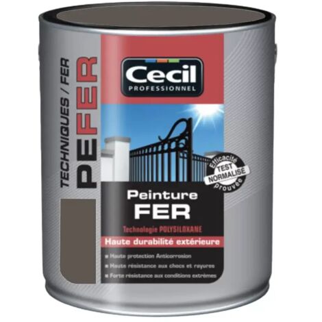 Peinture fer antirouille brun foncé 2,5 L – Finition métal pour protection et décoration – Inhibiteurs de rouille non toxiques – Cecil