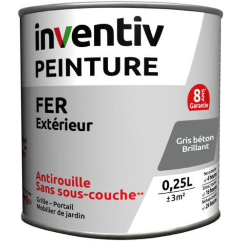 Peinture Fer Brillante Gris Béton INVENTIV 0,25L