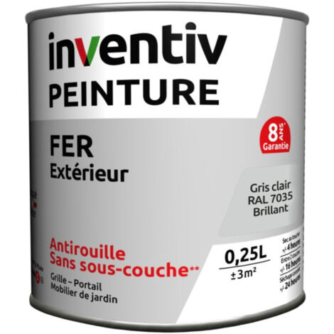 Peinture Fer Brillante Gris Ciel 0,25L - INVENTIV