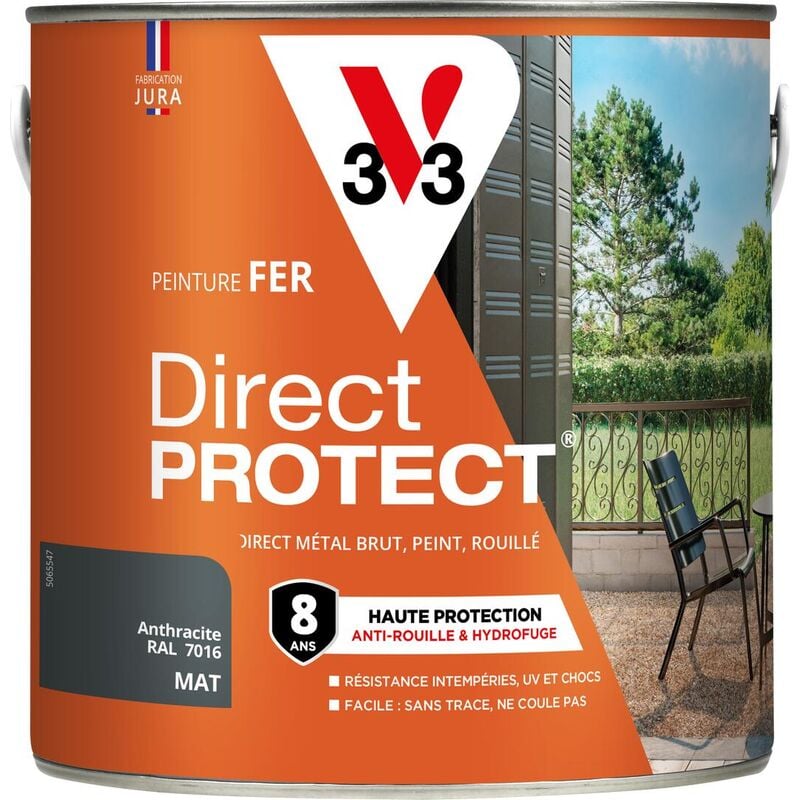 V33 - Peinture fer extérieur Direct Protect® Gris galet ral 7045 Brillant 2L
