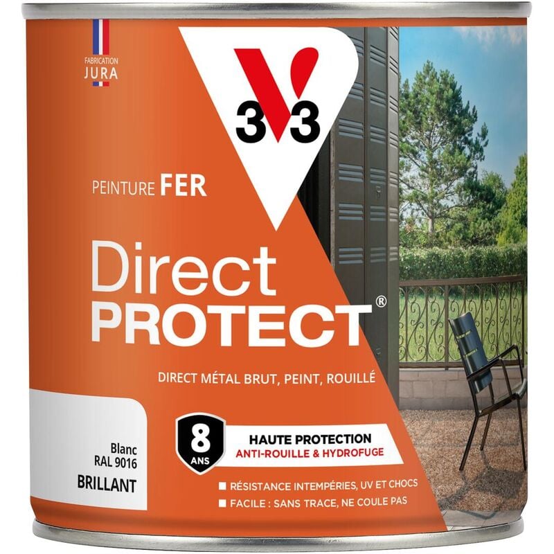 V33 - Peinture fer extérieur Direct Protect® Noir ral 9005 Brillant 0,5L