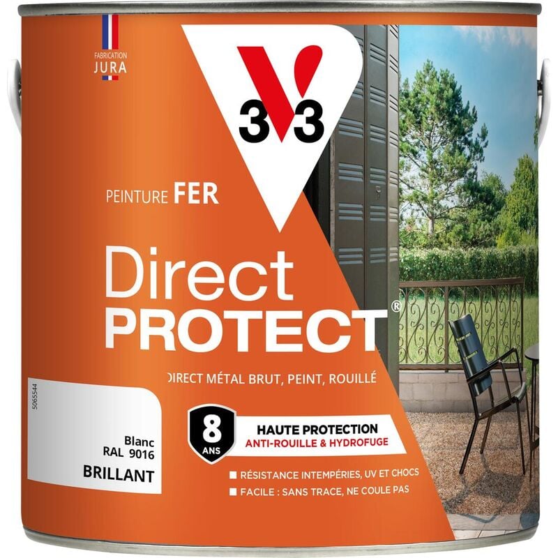 V33 - Peinture fer extérieur Direct Protect® Noir ral 9005 Brillant 2L