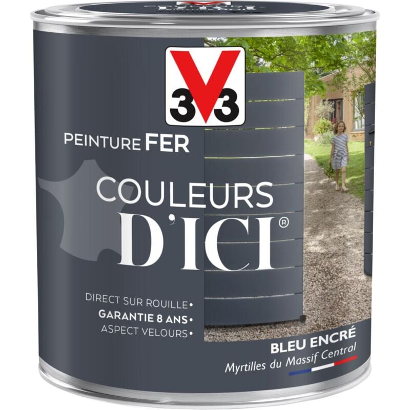 V33 - Peinture fer extérieur Couleurs d'Ici® Bleu encré Velours 0,5L