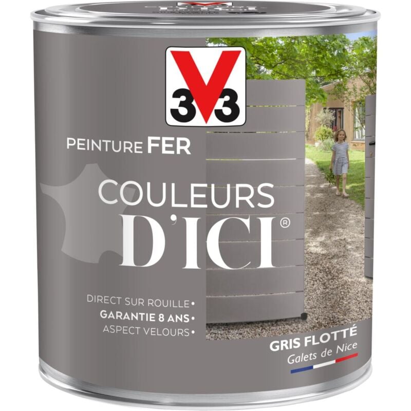 V33 - Peinture fer extérieur Couleurs d'Ici® Gris flotté Velours 0,5L