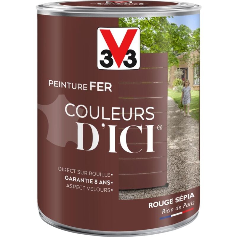 V33 - Peinture fer extérieur Couleurs d'Ici® Rouge sépia Velours 1,5L