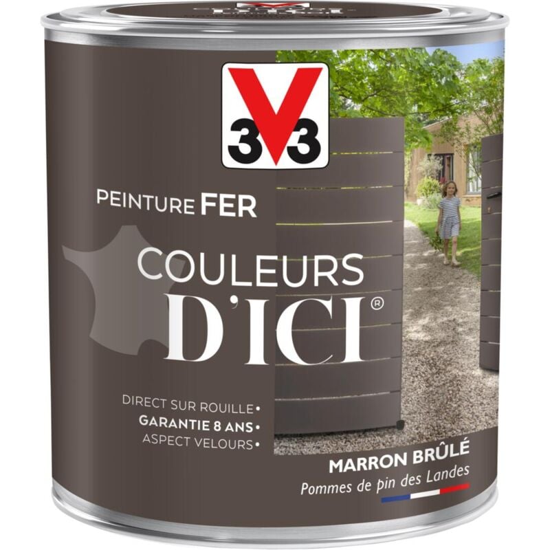 V33 - Peinture fer extérieur Couleurs d'Ici® Marron brûlé Velours 0,5L