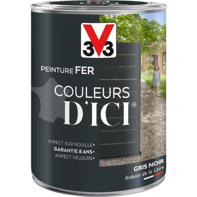 V33 - Peinture fer extérieur Couleurs d'Ici® Gris noir Velours 1,5L
