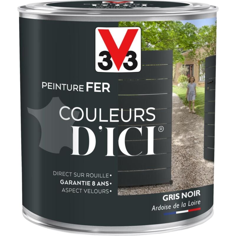 V33 - Peinture fer extérieur Couleurs d'Ici® Gris noir Velours 0,5L - Gris noir