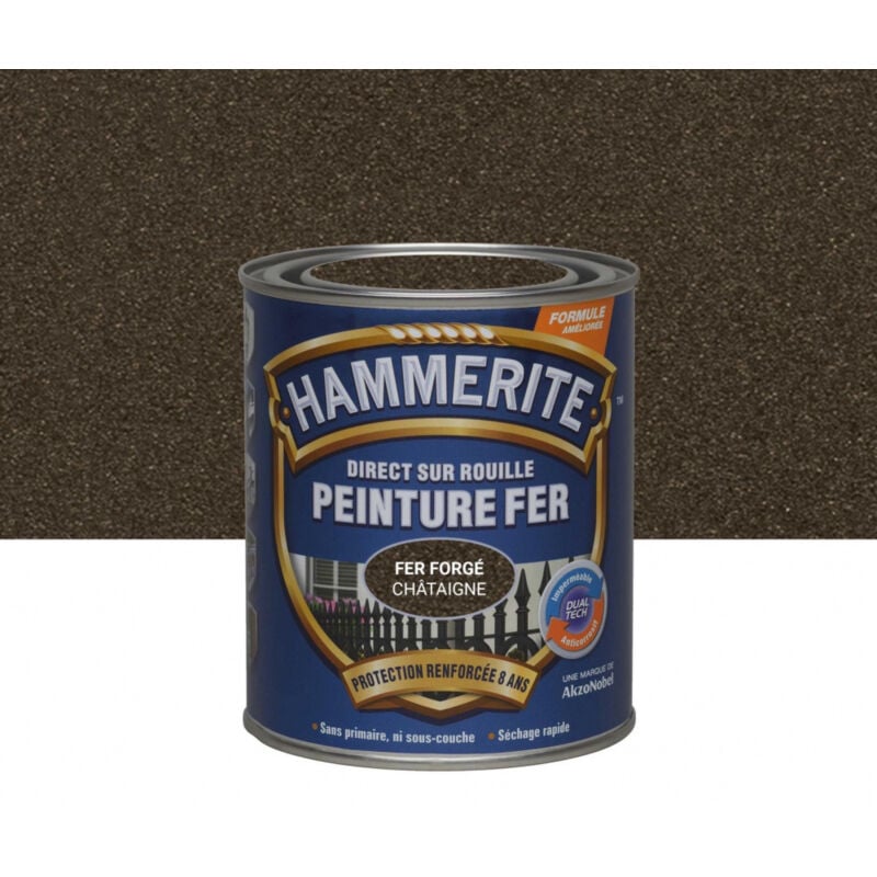 Deco Fer Forge - Peinture fer extérieur Direct sur rouille hammerite Teinte châtaigne forgé 2.5 l