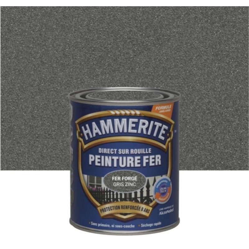 Deco Fer Forge - Peinture fer extérieur Direct sur rouille hammerite Teinte Gris zinc fer forgé 2.5 l