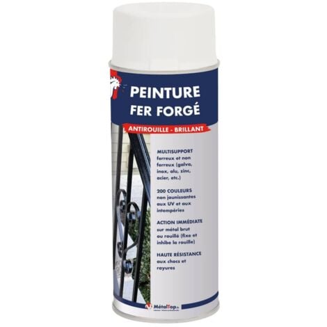 Peinture Fer Forge - 0.4 L - Bombe 400 mL    - 9016 - Blanc signalisation - Metaltop