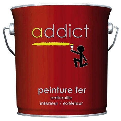 Peinture fer glycéro 2,5L gris anthracite – Antirouille et primaire pour métal – Finition brillante pour extérieur et intérieur – Addict