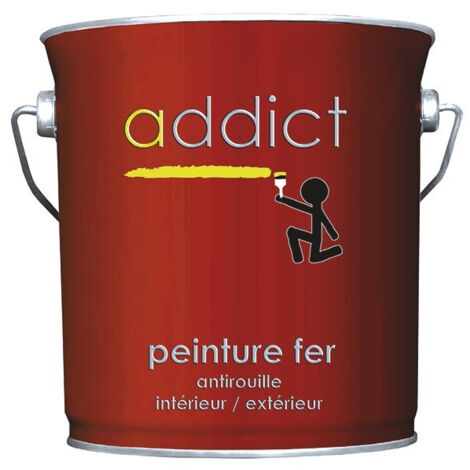 Peinture fer glycéro antirouille gris argent 2,5L – Finition brillante – Protection optimale contre la rouille – Intérieur et extérieur – Addict
