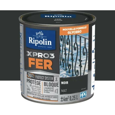 Peinture fer extérieur / intérieur Xpro3 RIPOLIN noir mat 2 l
