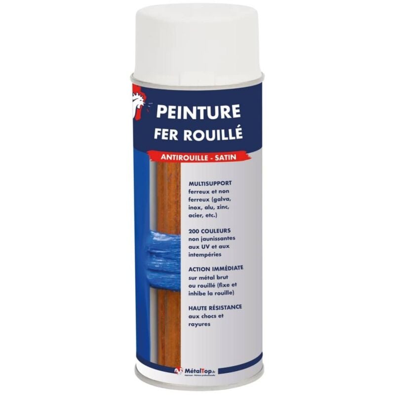 Peinture Fer Rouille - 0.4 L - Bombe 400 mL - 8000 - Brun vert - Metaltop