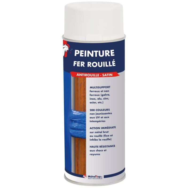 Metaltop - Peinture Fer Rouille - 0.4 l - Bombe 400 mL - 6003 - Vert olive