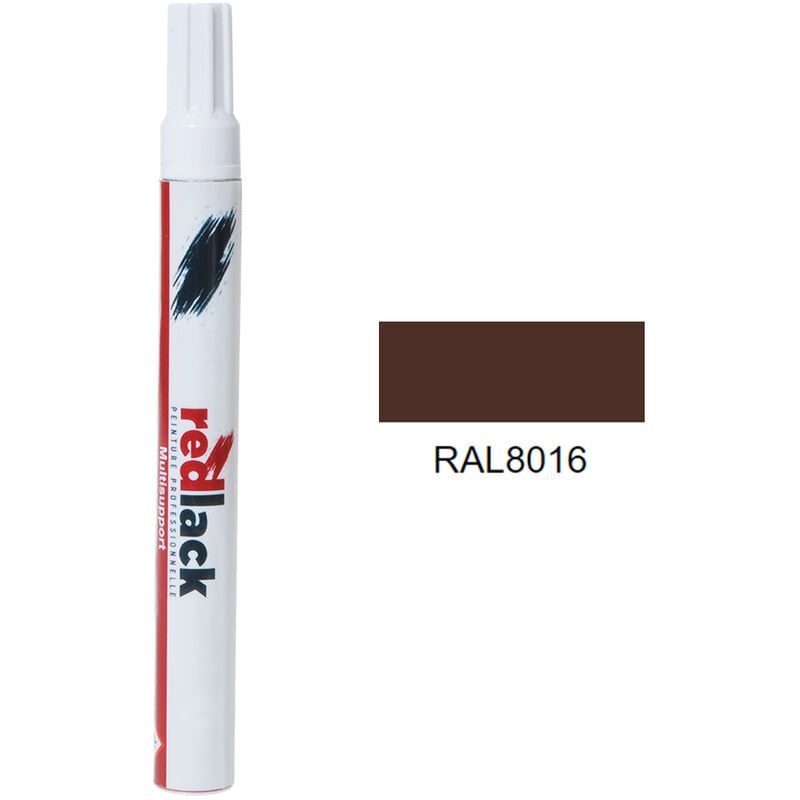Peinture feutre retouche Brun acajou ral 8016 Satiné multisupport Redlack