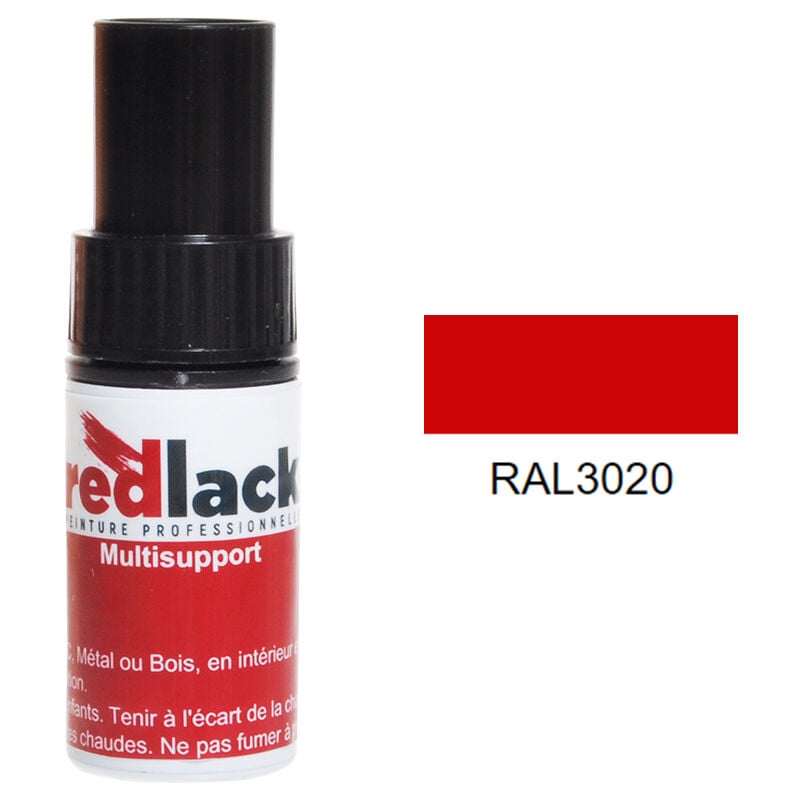 Peinture flacon retouche Rouge signalisation ral 3020 Brillant multisupport Redlack