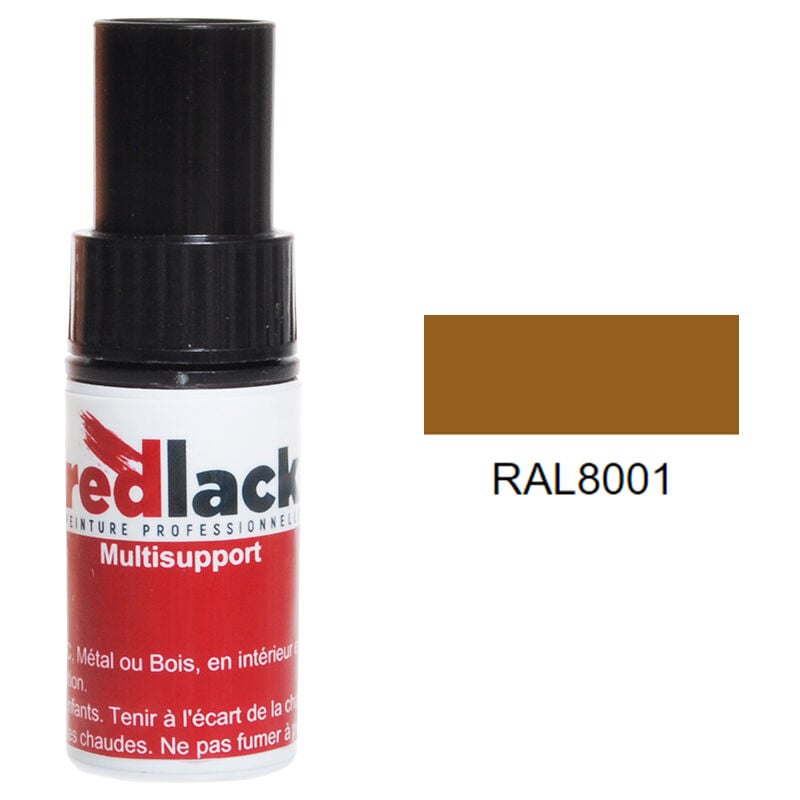 Peinture flacon retouche Brun terre de Sienne ral 8001 Satiné multisupport Redlack