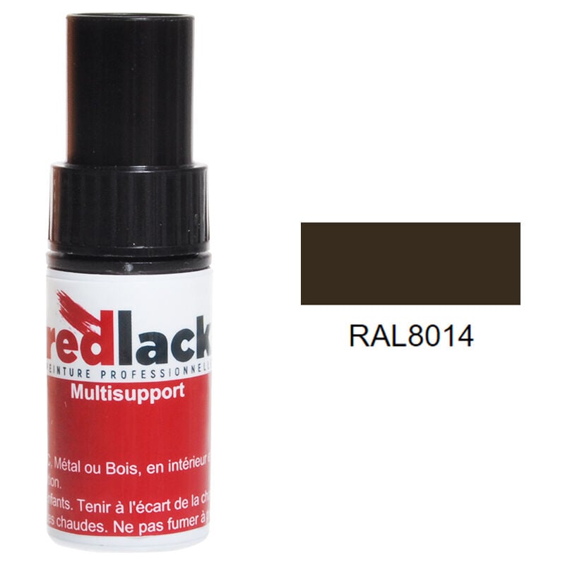 Peinture flacon retouche Brun sépia ral 8014 Satiné multisupport Redlack