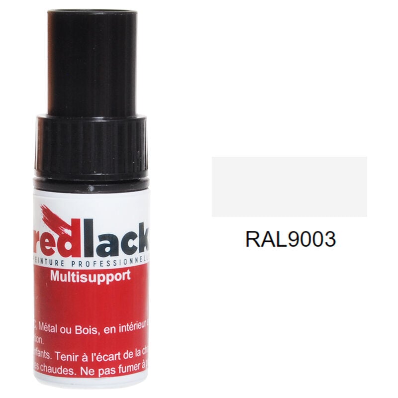 Peinture flacon retouche Blanc de sécurité ral 9003 Mat multisupport Redlack