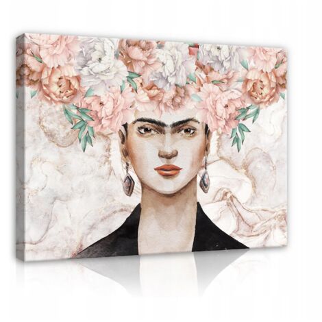 Peinture frida kahlo sur toile fleurs Murales 60x40