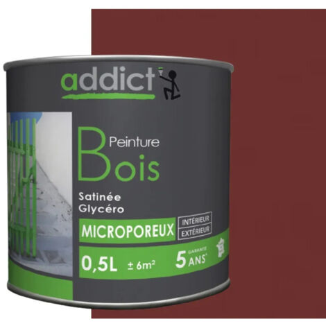 Peinture glycéro microporeuse 0.5 Litre rouge basque – Finition satinée pour bois dur et tropicaux – Protection longue durée – Addict