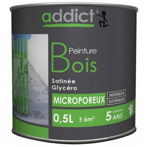Peinture glycéro microporeuse satinée pour bois – Vert Provence – 0,5 L – Régule l'humidité et imperméabilise le bois – Addict