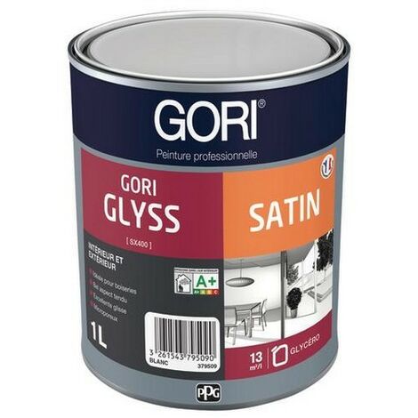 Peinture GORI GLYSS menuiserie intérieure et extérieure Satin Votre teinte: Peinture Blanche - Conditionnement: 1 Litre