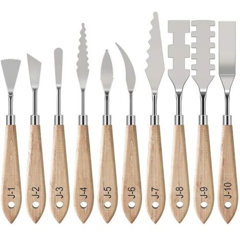 Peinture Grattoirs,Couteaux à Palette [10 PCS], Peinture Mixage Grattoir Peinture à l'huile Couteau en Acier Inoxydable,Spatule