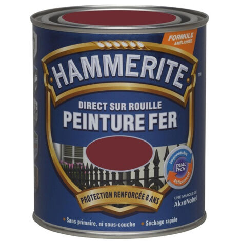 Peinture Hammerite fer brilant laque 0.75l rouge basque - HAMMERITE