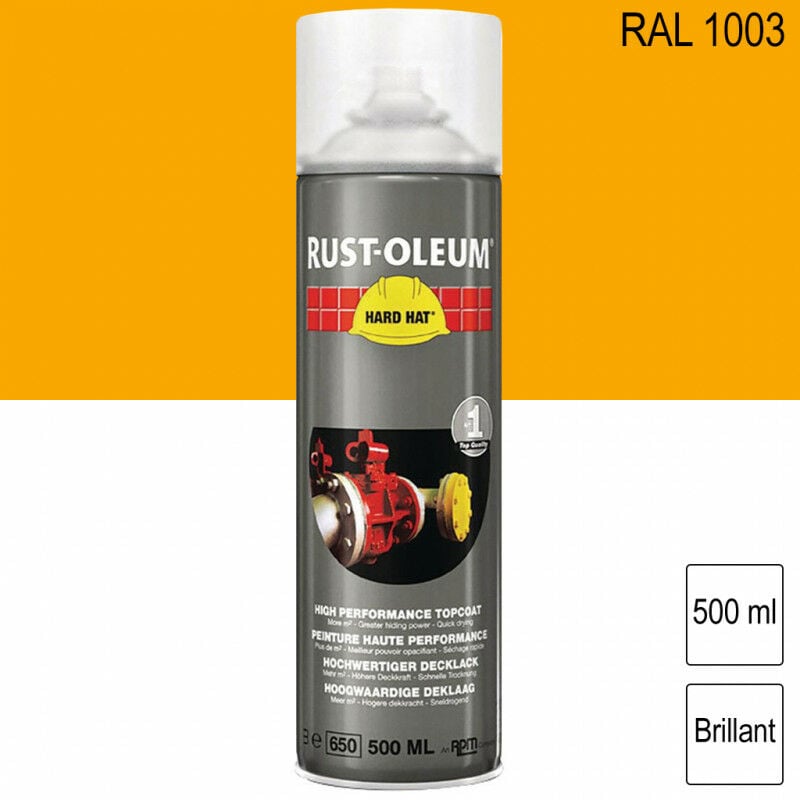 Rust-oleum - Peinture de finition industrielle aérosol Hard Hat ral 1003 Jaune de sécurité brillant 500ml