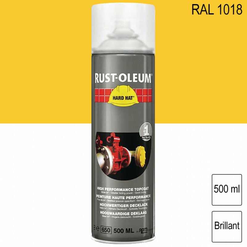 Rust-oleum - Peinture de finition industrielle aérosol Hard Hat ral 1018 Jaune zinc brillant 500ml