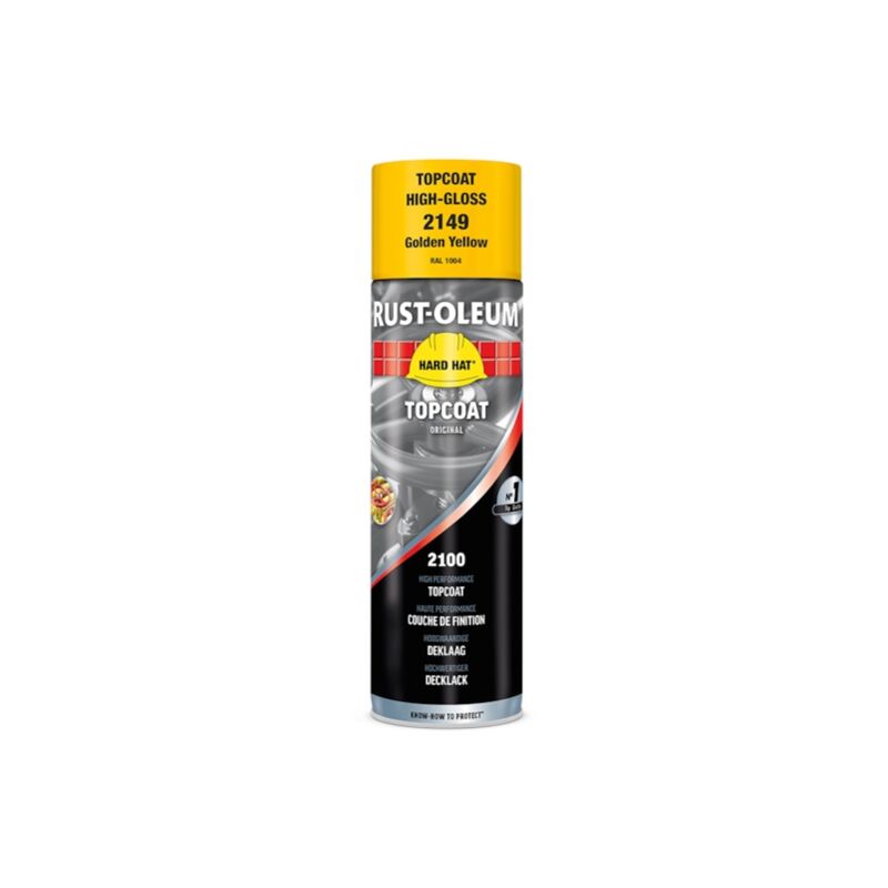 Peinture en aérosol HARD HAT - jaune or RAL 1004 - brillant - 500 mL - RUST-OLEUM