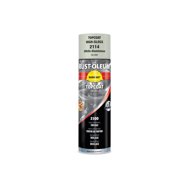 Peinture en aérosol HARD HAT - aluminium blanc RAL 9006 - brillant - 500 mL - RUST-OLEUM