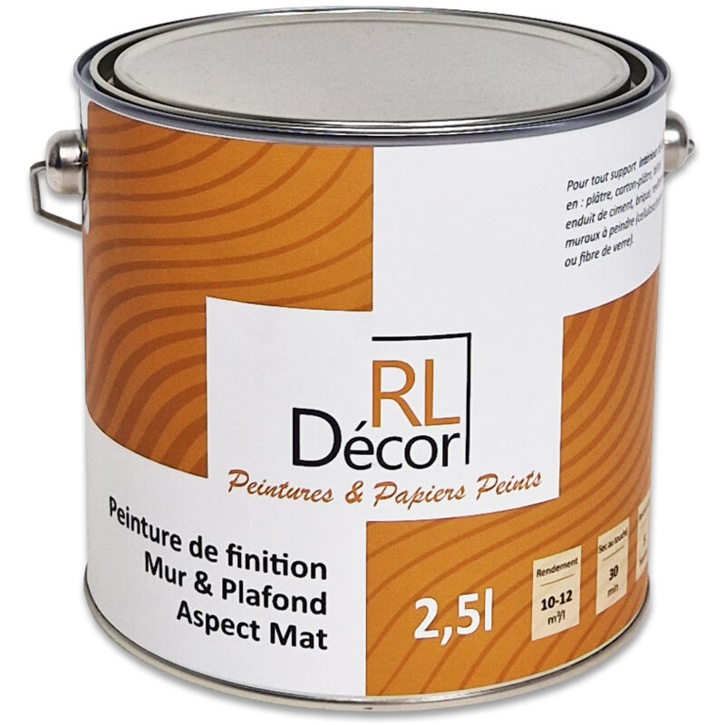 Peinture haut de gamme de finition Blanche aspect Mat - 2,5 l