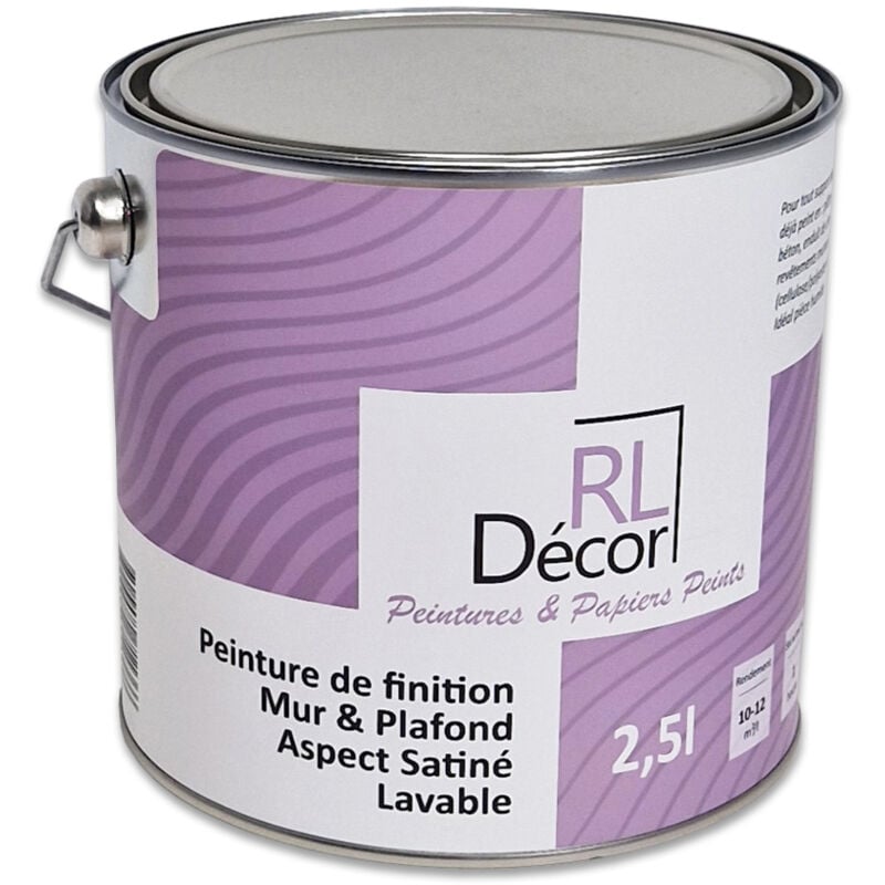 Peinture haut de gamme de finition Blanche aspect satiné – Lavable - 2,5 l