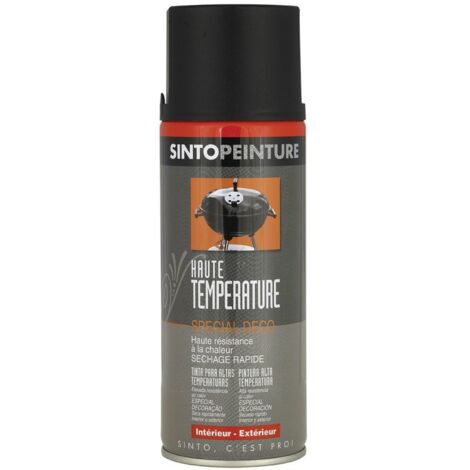 Peinture haute température aérosol SINTO 400 ml Noir - Résiste jusqu'à 650°C
