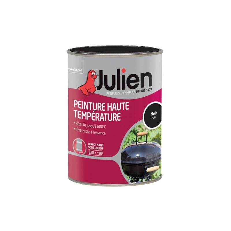 JULIEN - Peinture haute température mat 250ml noir mat