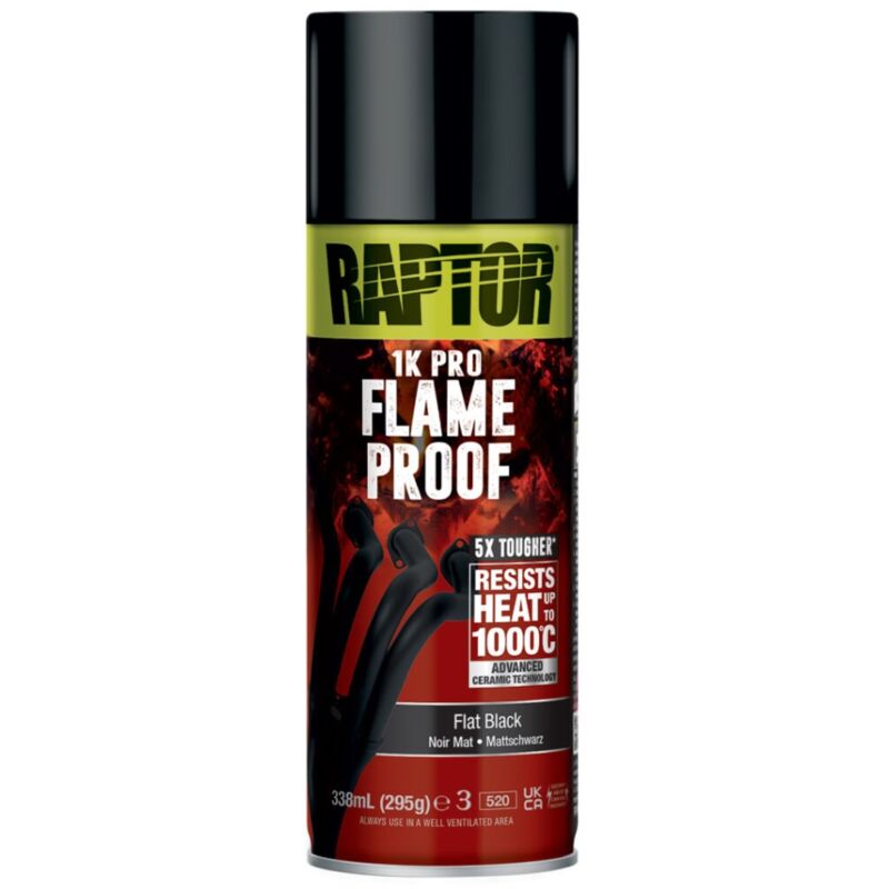 Peinture ignifuge Haute température Noir Mat 338ml Raptor