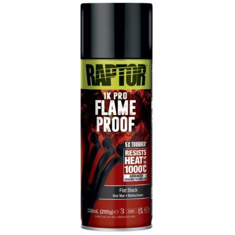 Peinture ignifuge noire mat 338ml – Résistante jusqu'à 1000°C – Protection contre huile et fluides – Finition lisse sans cloques